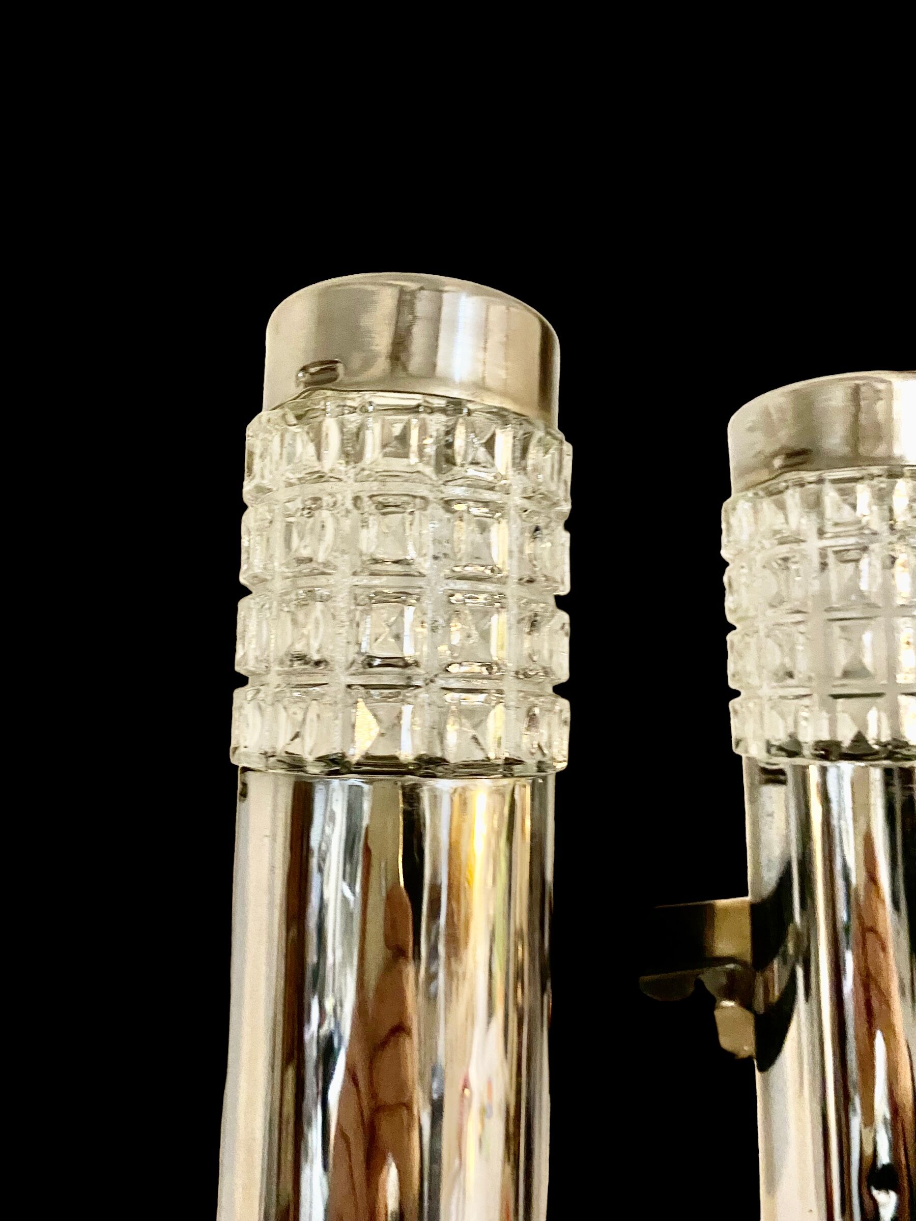 Pair of glass and chrome wall lamps from Sciolari