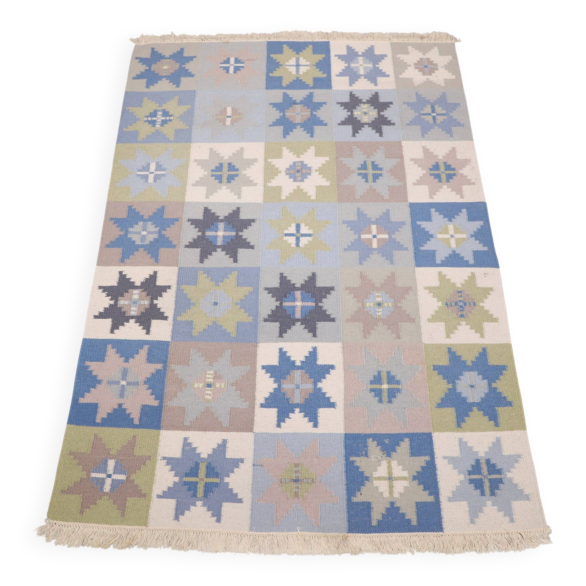 Swedish Röllakan wool rug – 240 x 170 cm – handwoven, 1960s