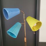 1950s three-light floor lamp with coloured shades