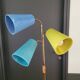 1950s three-light floor lamp with coloured shades