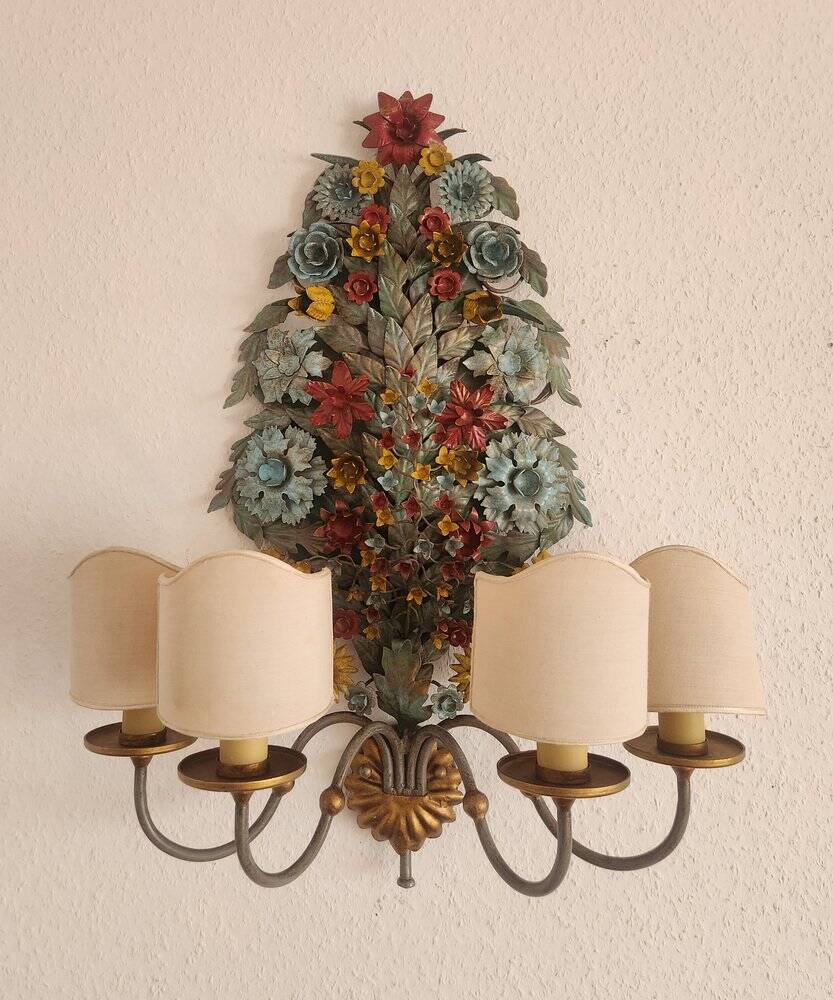 XL Large 2 Light polychrome vintage Ciani Firenze wall lamp, Italy 1970s