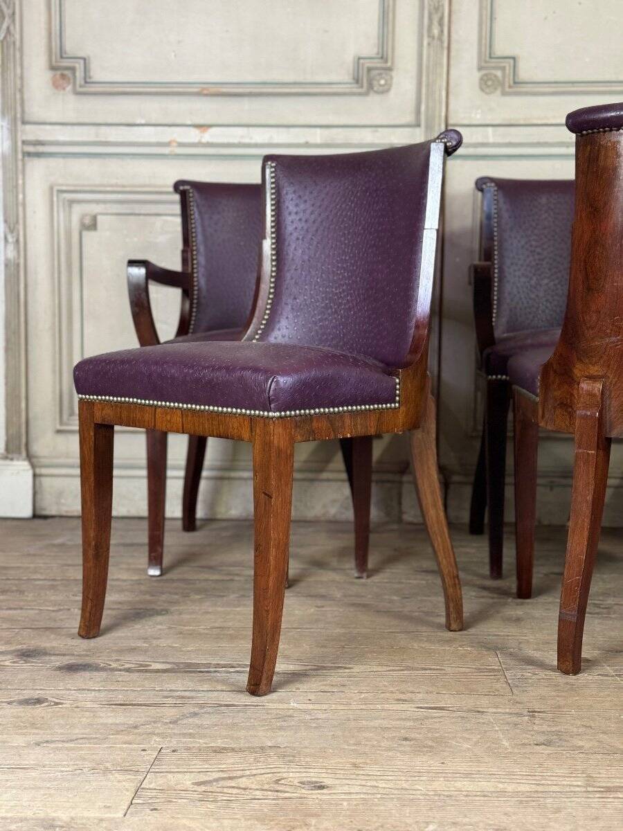 Set of 4 Art Deco chairs and 4 armchairs in rosewood, circa 1930