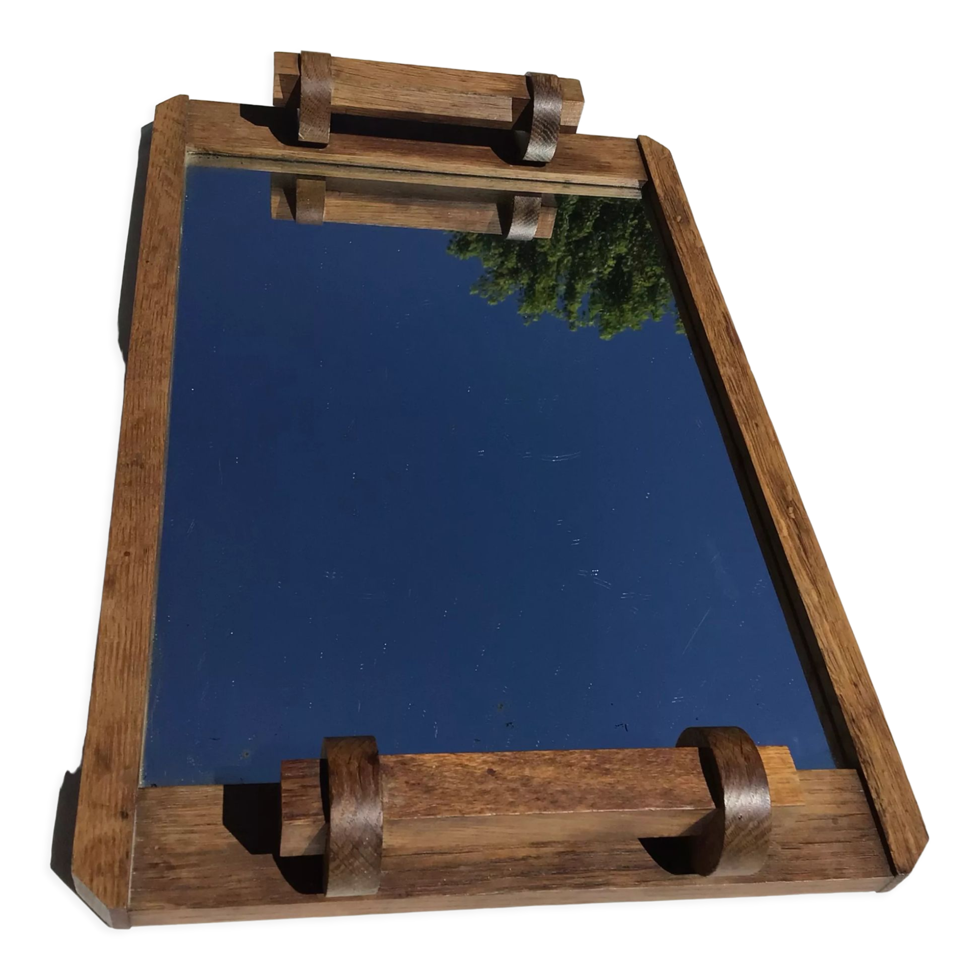 Art deco mirror tray solid wood
