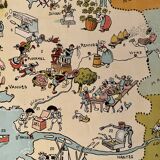 Old poster illustrated map of Brittany 1937 - JP Pinchon