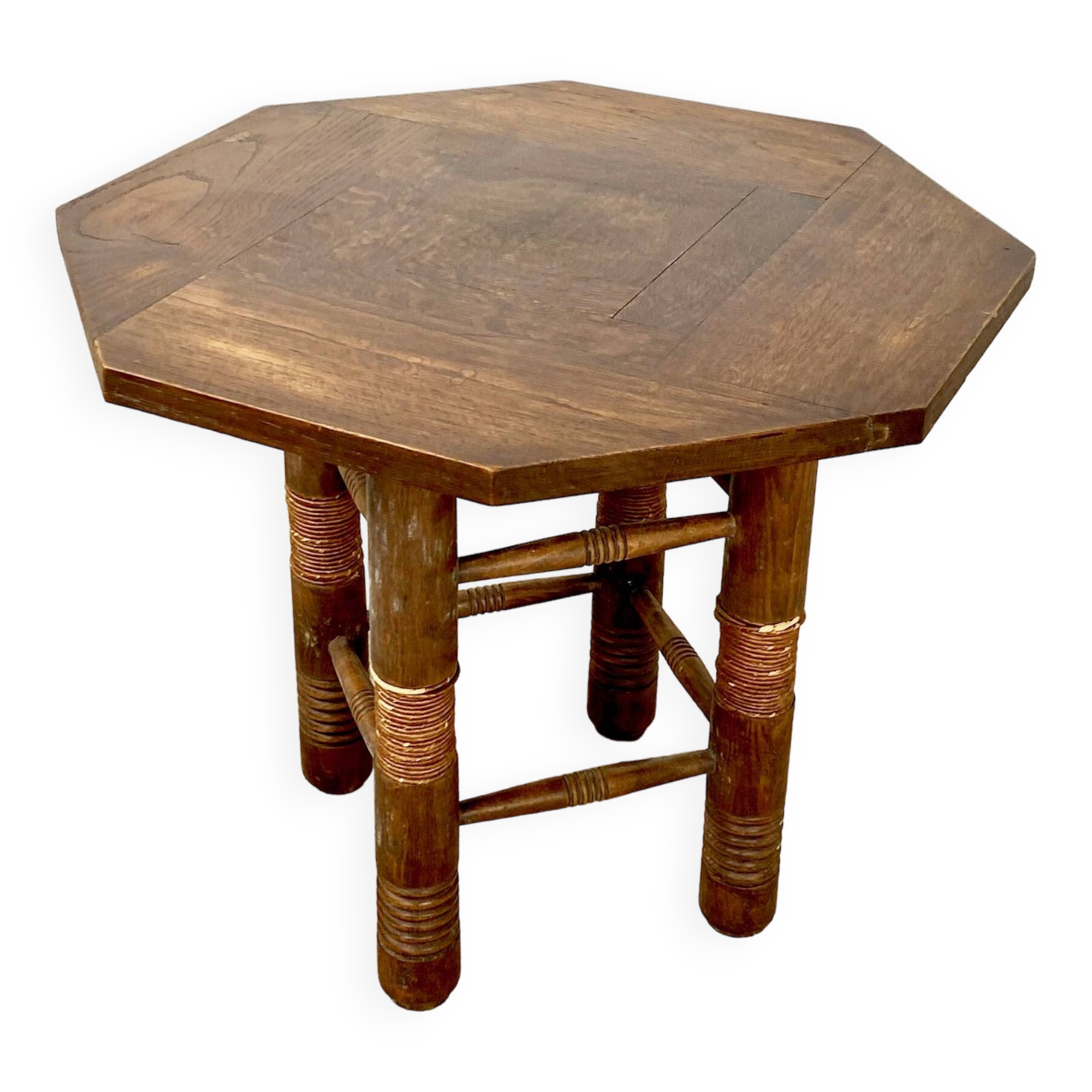 Breton octagonal oak table from the 20s and 30s