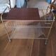 wooden and brass vinyl door trolley from the 1960s/1970s