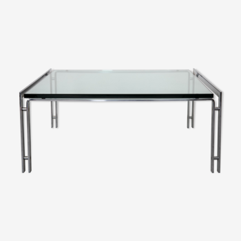 Glass top and chrome coffee table by Horst Brüning for Kill