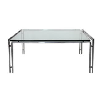 Glass top and chrome coffee table by Horst Brüning for Kill