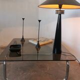 Chrome tubular metal and smoked glass coffee table