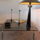 Chrome tubular metal and smoked glass coffee table