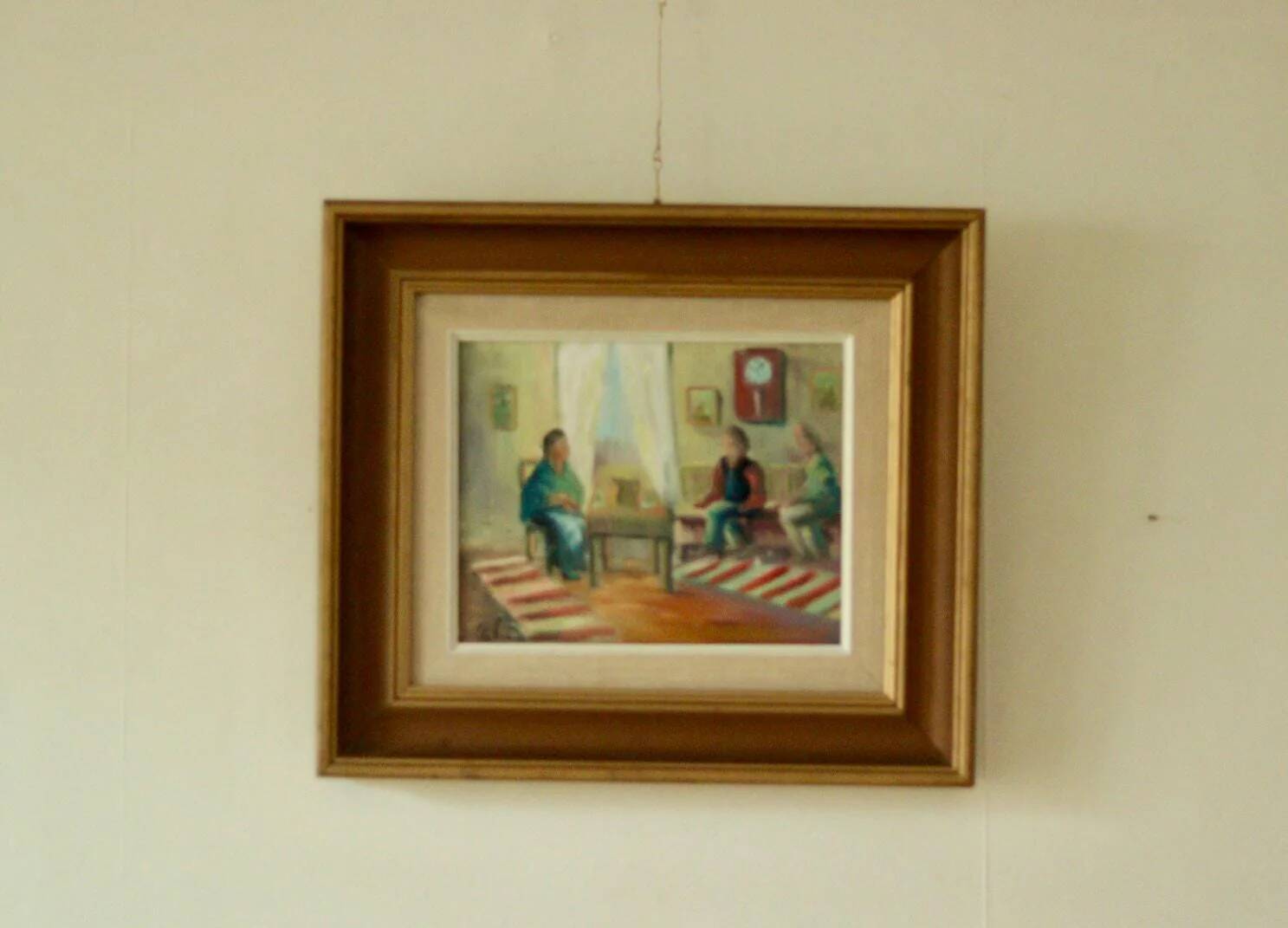 "Interior with Three People" by E. Wallin