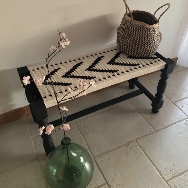 Hand woven indian bench