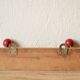 Vintage coat rack - double coat hook - red wooden balls