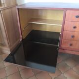 Vintage teak row with metal legs