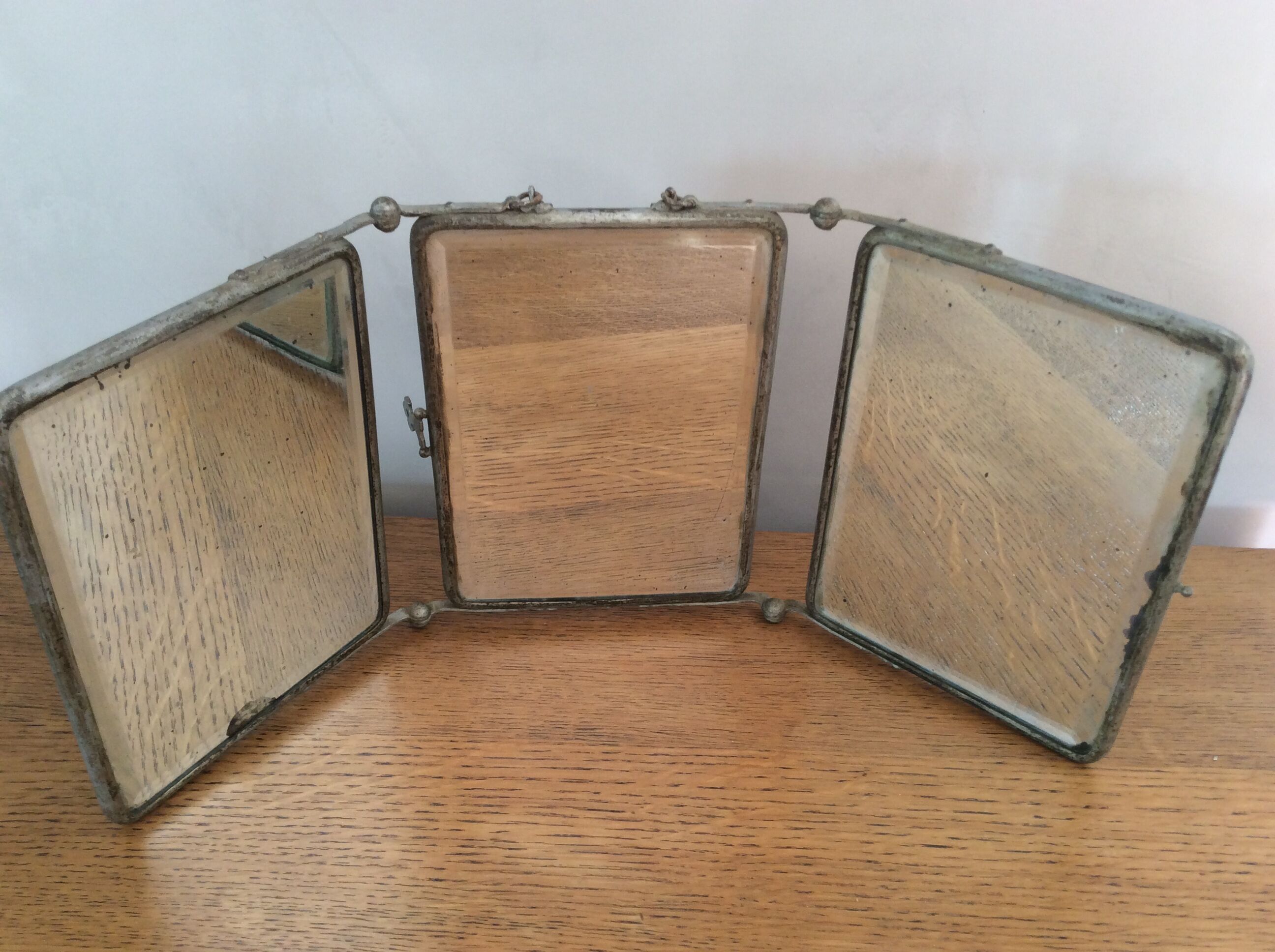 Old triptych barber mirror
