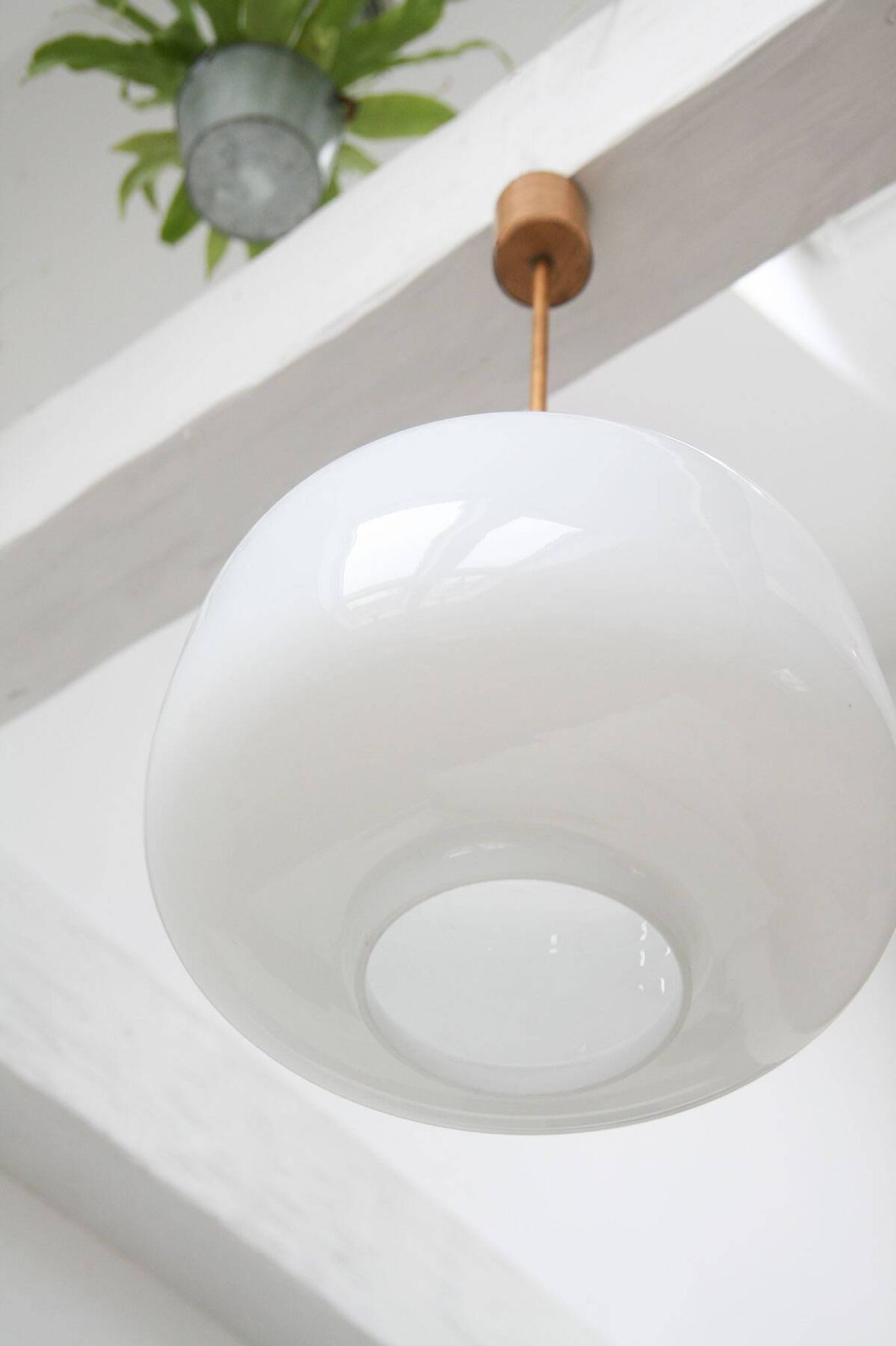 Pair of Mid-Century Opaline Pendant Lamps, 60s