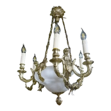 Lampe en bronze et albâtre XXème