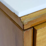 Vintage Nightstands with White Glass Tops, 1970s, Set of 2