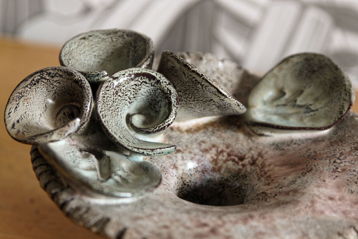 Glazed terracotta candle holder