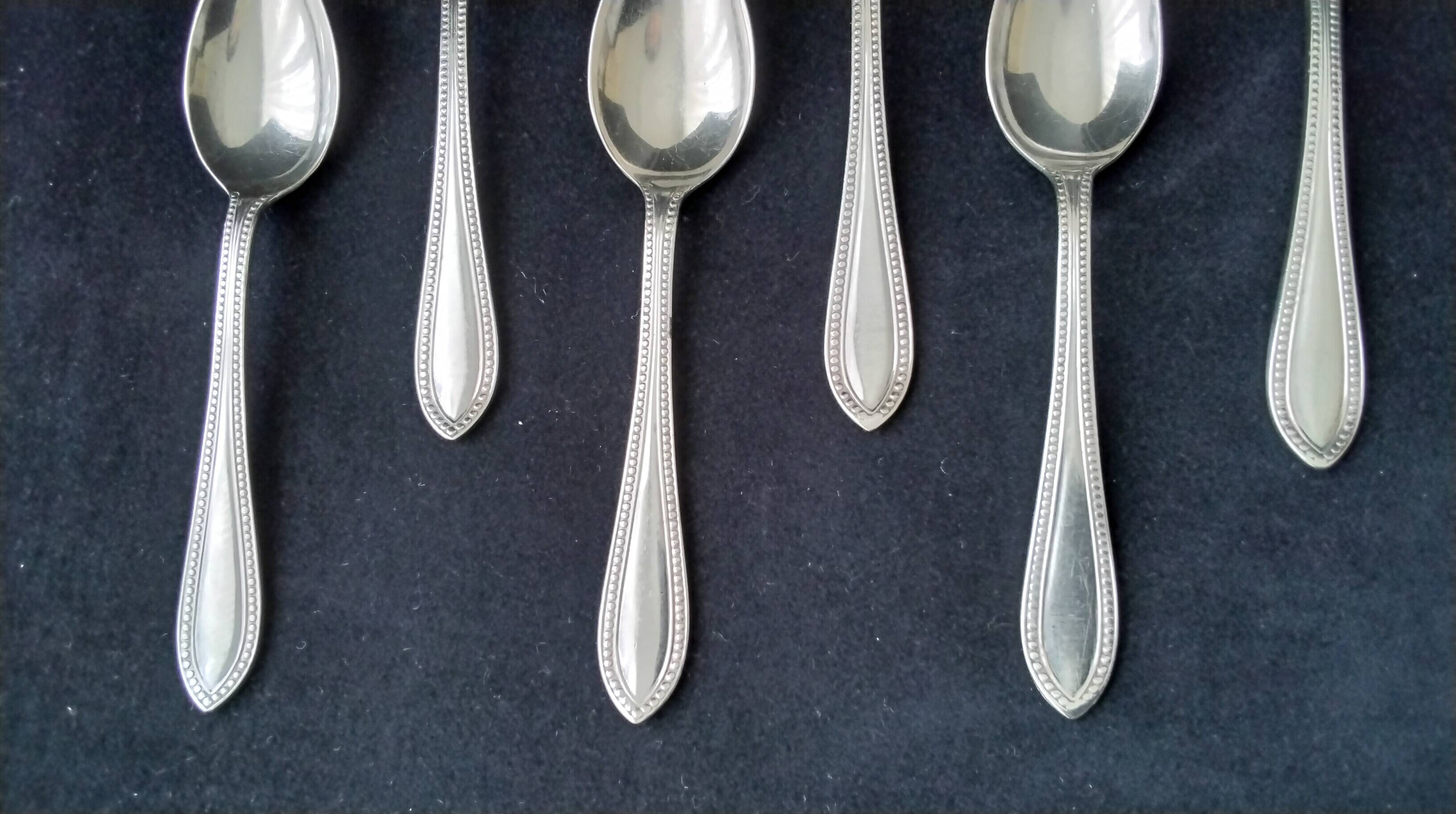 6 silver-plated metal mocha spoons English EPNS