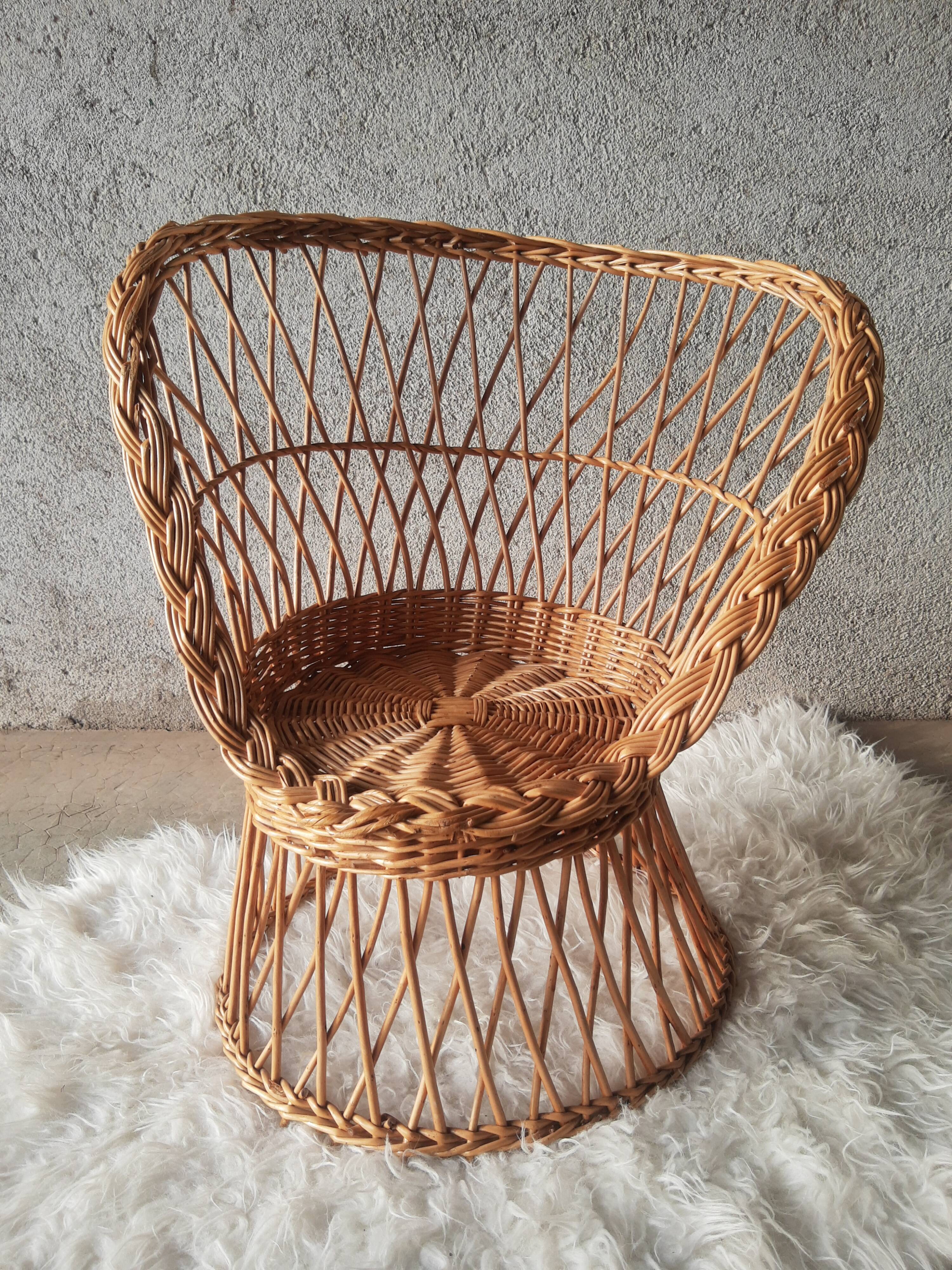 Wicker armchair for children emmanuelle style
