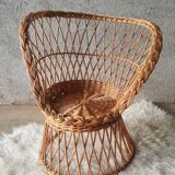 Fauteuil en osier pour enfant style emmanuelle