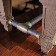 Ancient bench in solid oak and french bank brass