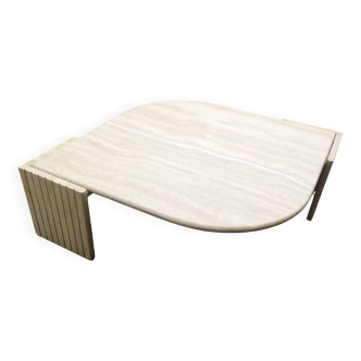 Grande table basse travertin oeil ou goutte d'eau design roche bobois 150 cm