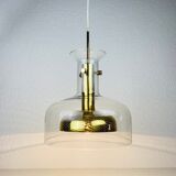 Glass and brass pendant lamp by Anders Pehrson for Atelje Lyktan, Sweden 1960