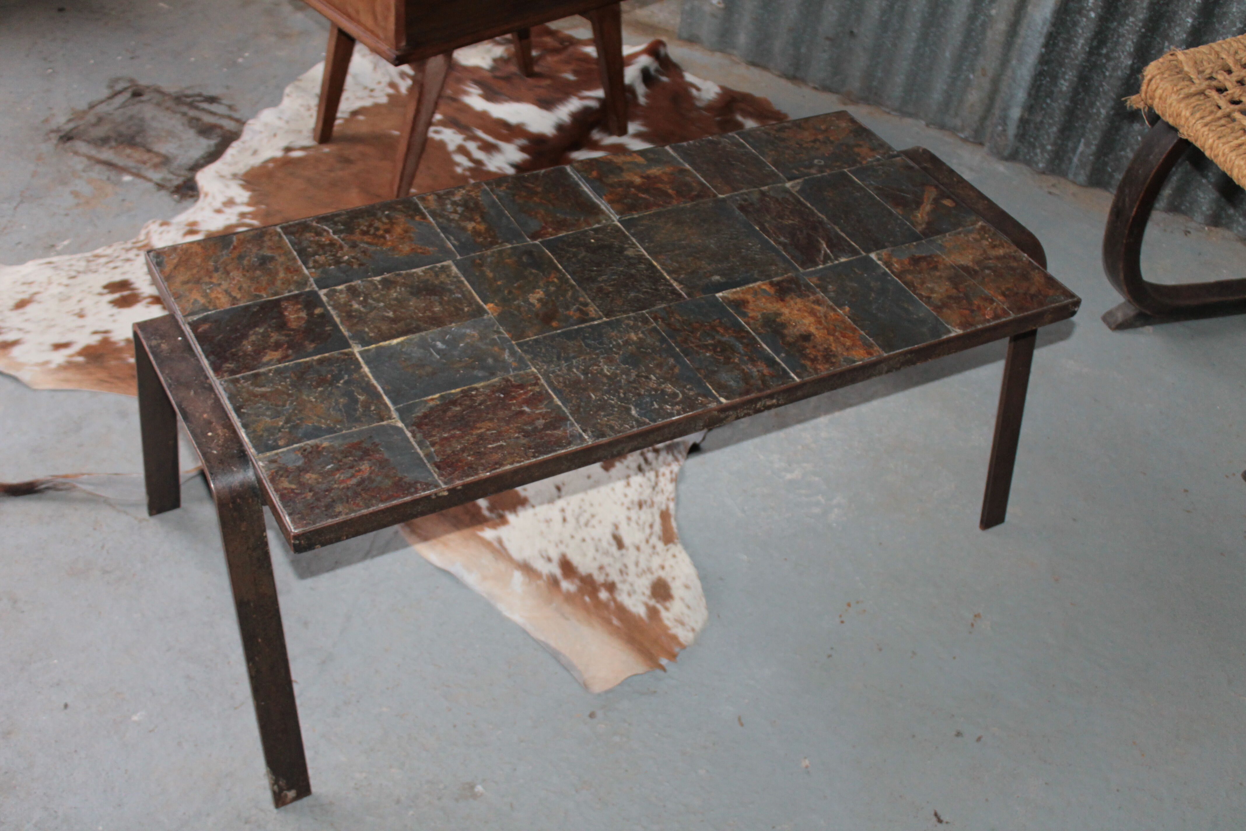 Brutal vintage slate coffee table