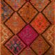 Long Tapis Couloir Vintage Orange et Fuchsia à Motifs Géométriques,91x278Cm