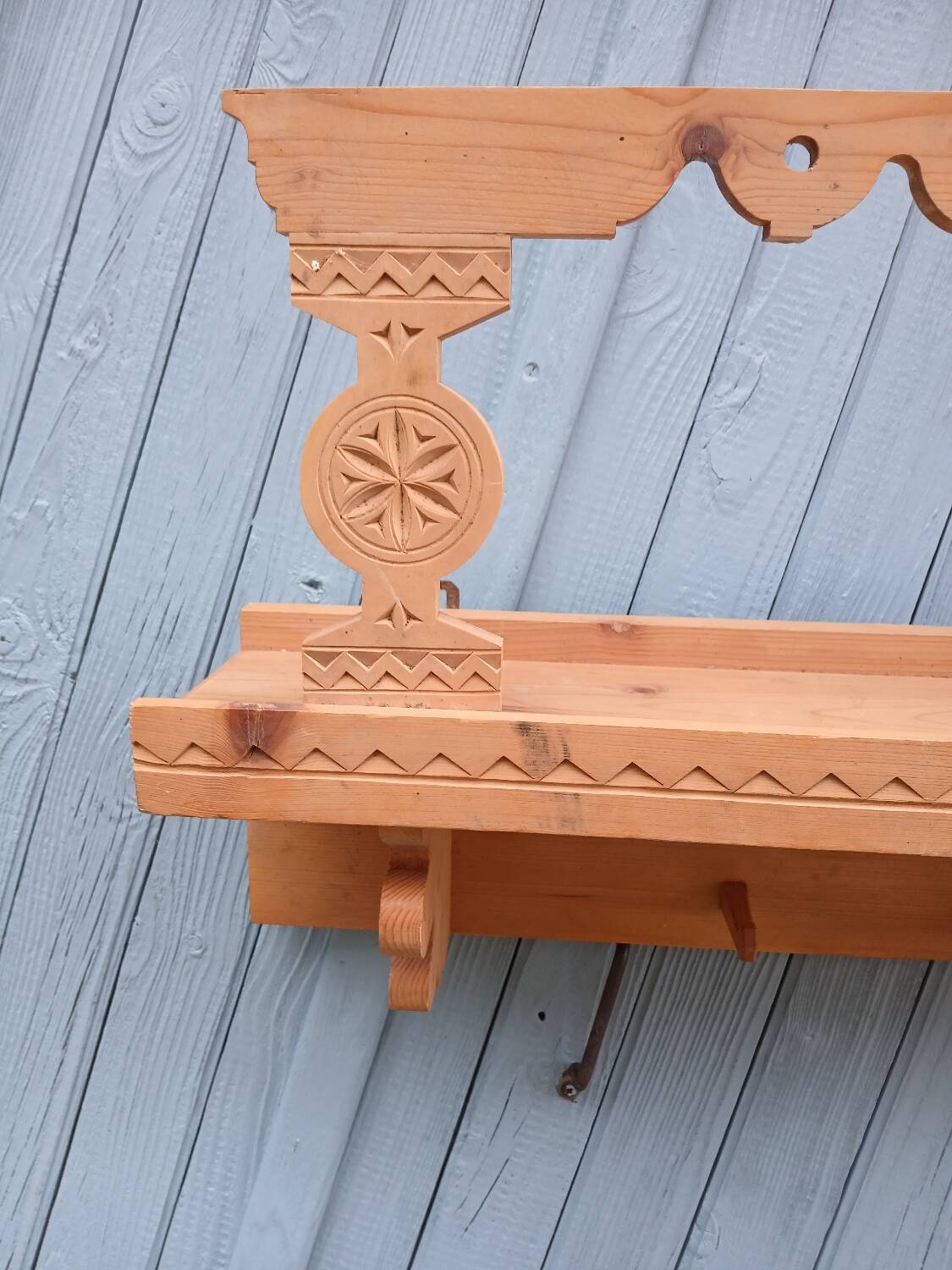 Antique carved wooden wall shelf