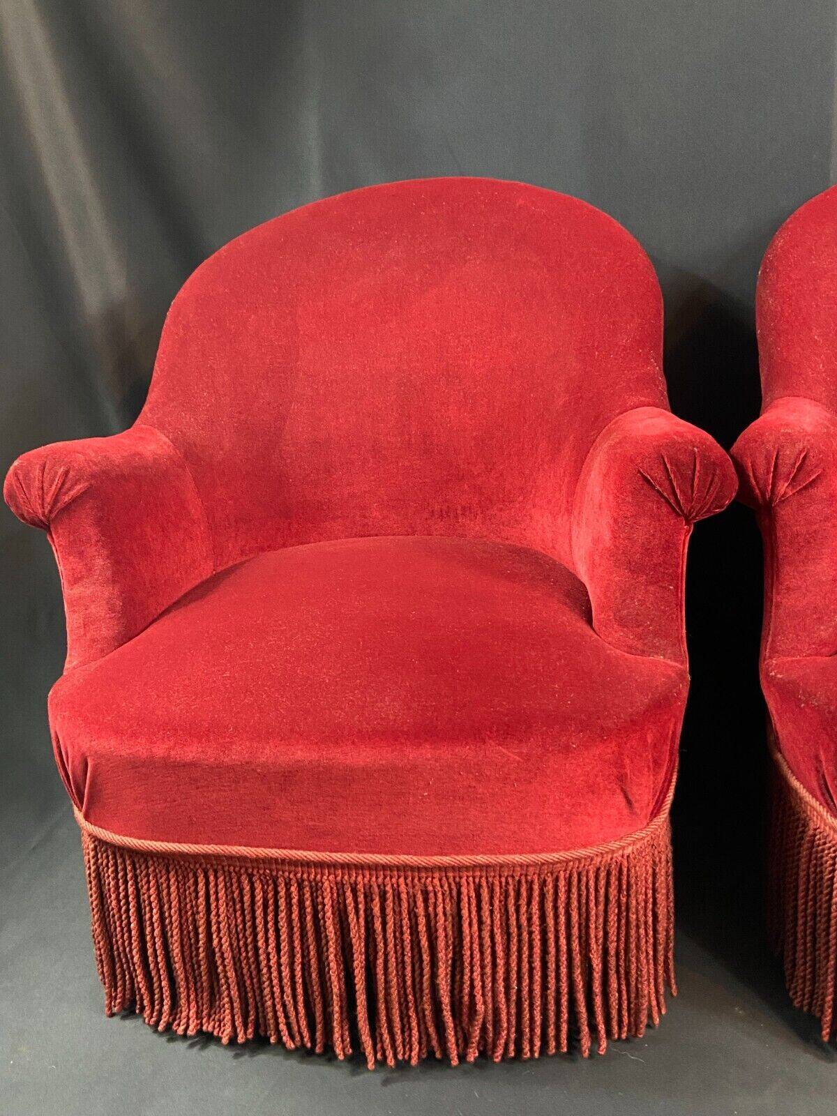 Pair of Napoleon III style toad armchairs