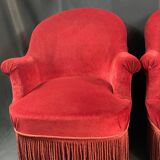 Pair of Napoleon III style toad armchairs