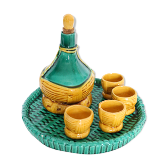 Ceramic tray, carafe and cups, Vallauris
