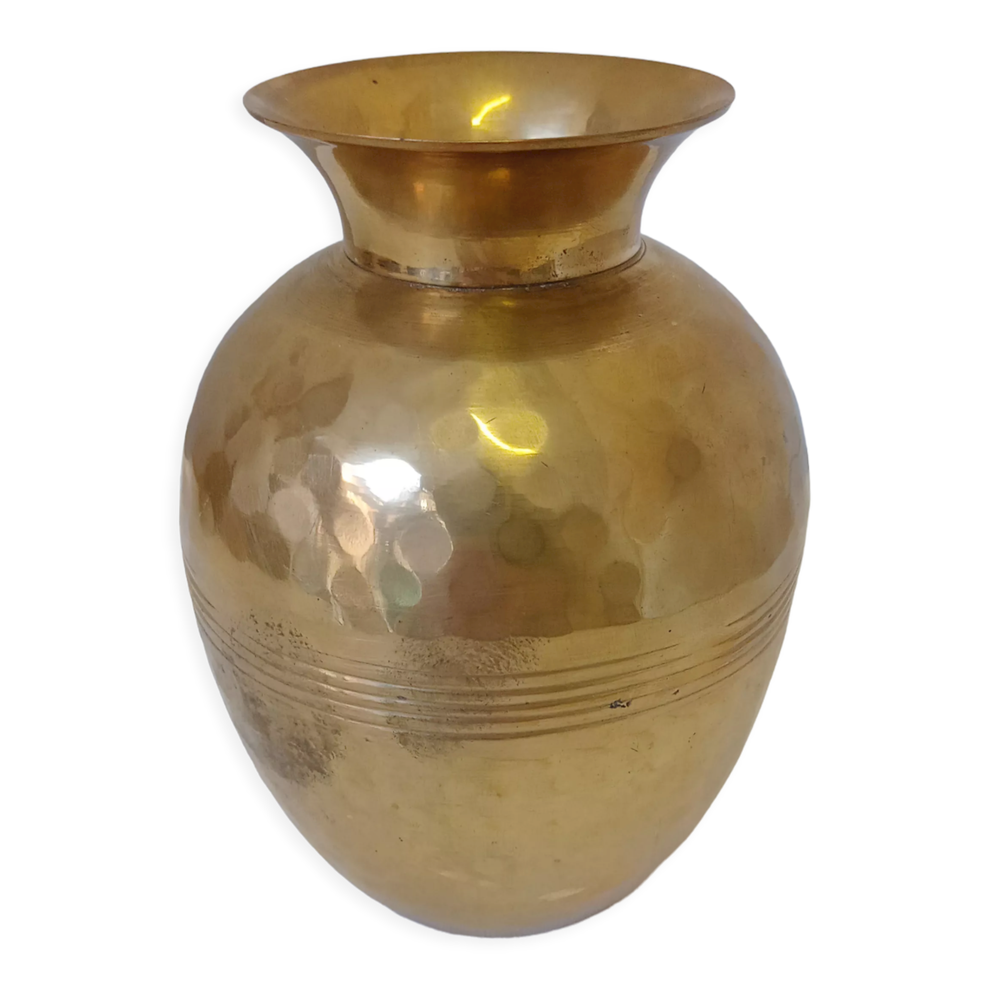 Hammered golden vase