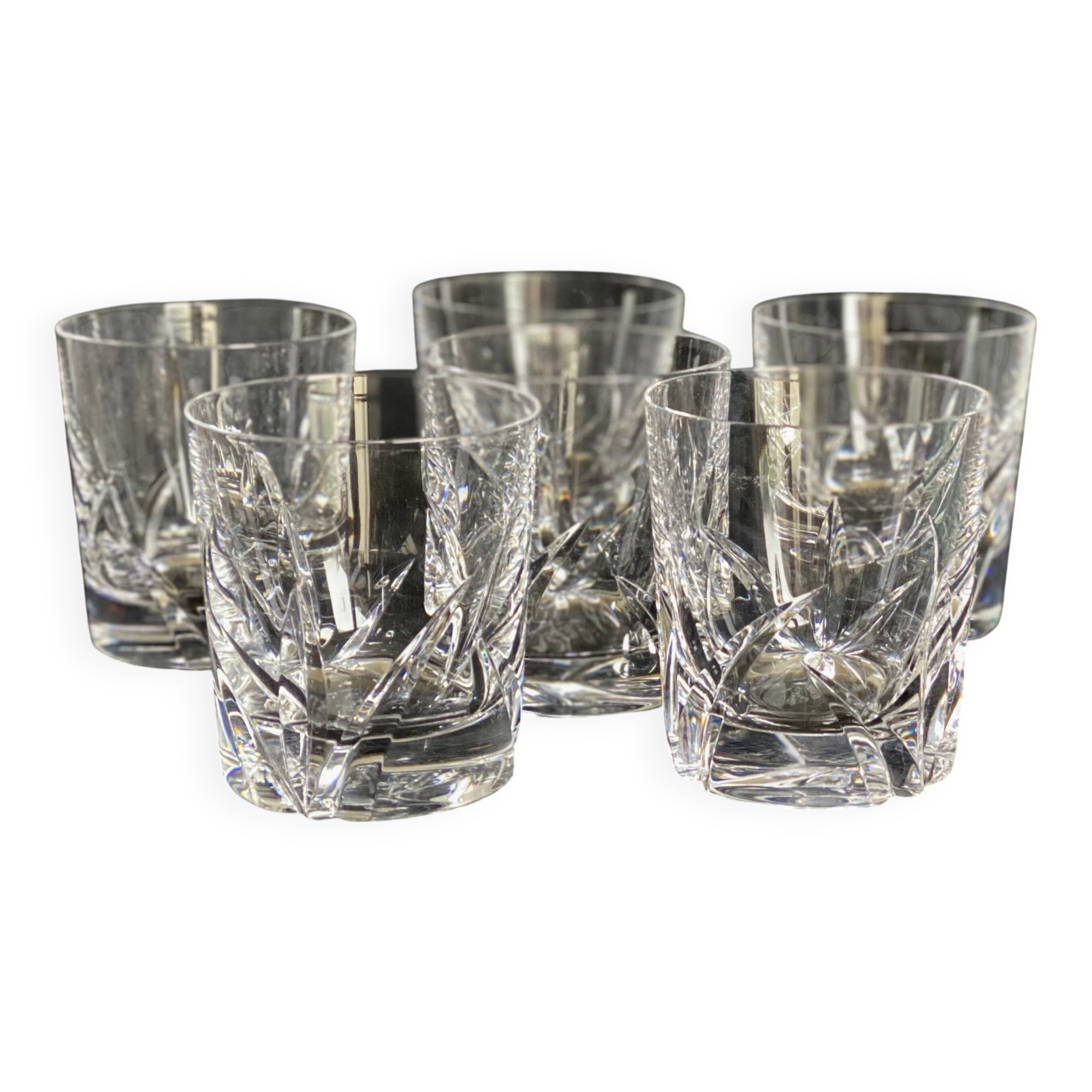 Set of 6 sèvres cut crystal whisky glasses