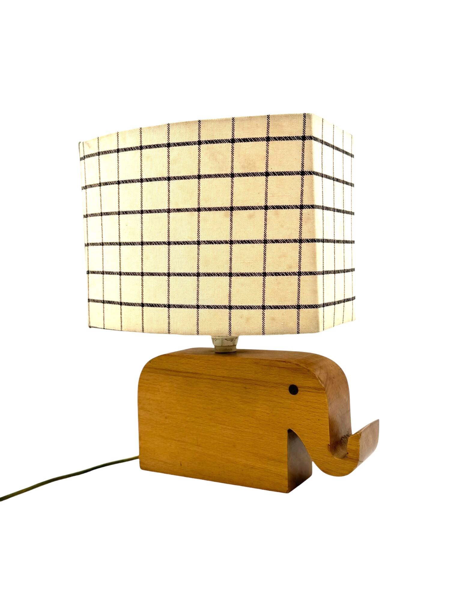 Mid century Modern wood elephant table lamp, Italy circa 1960s