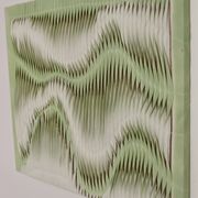 Textured wave effect painting by pleating in light green color. Contemporary. Ref Riviera