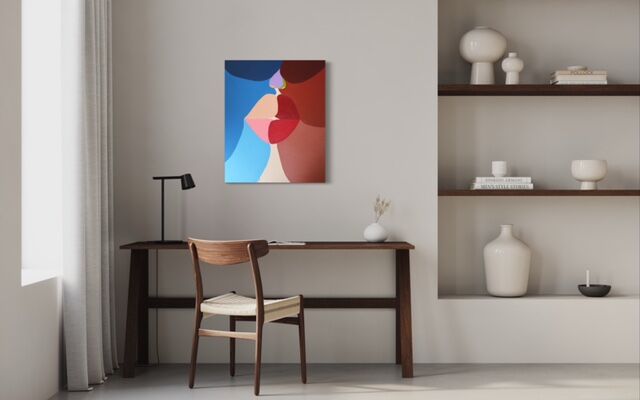 The kiss colorful handmade paint