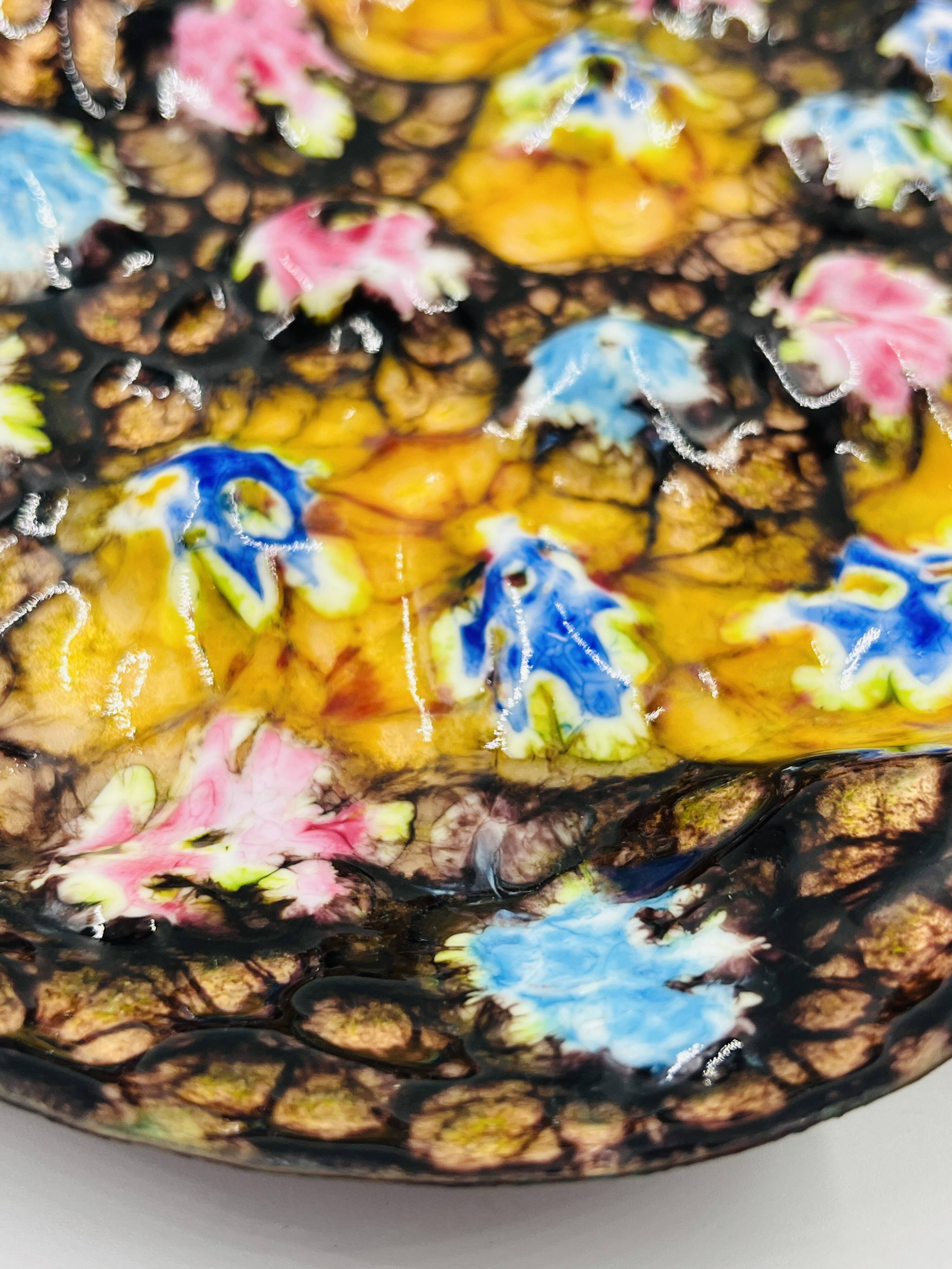 Large Enamelled Copper Plate Esmaltes Garcia 70s