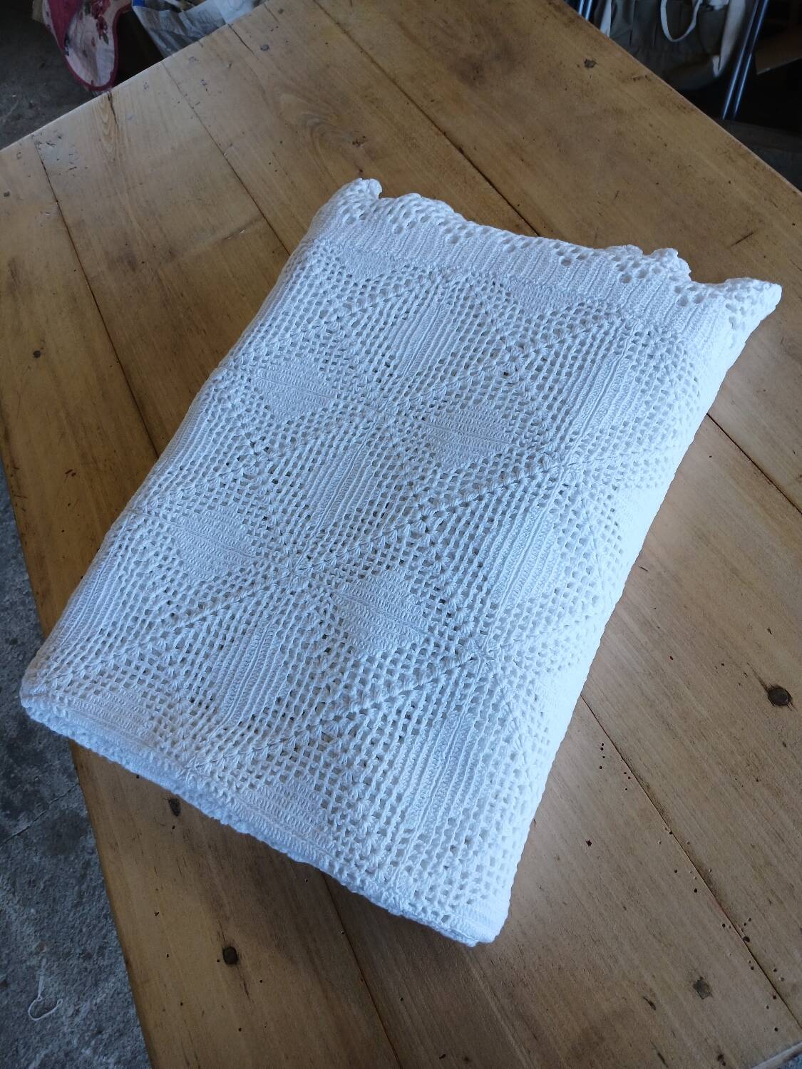Handmade crochet antique bedspread