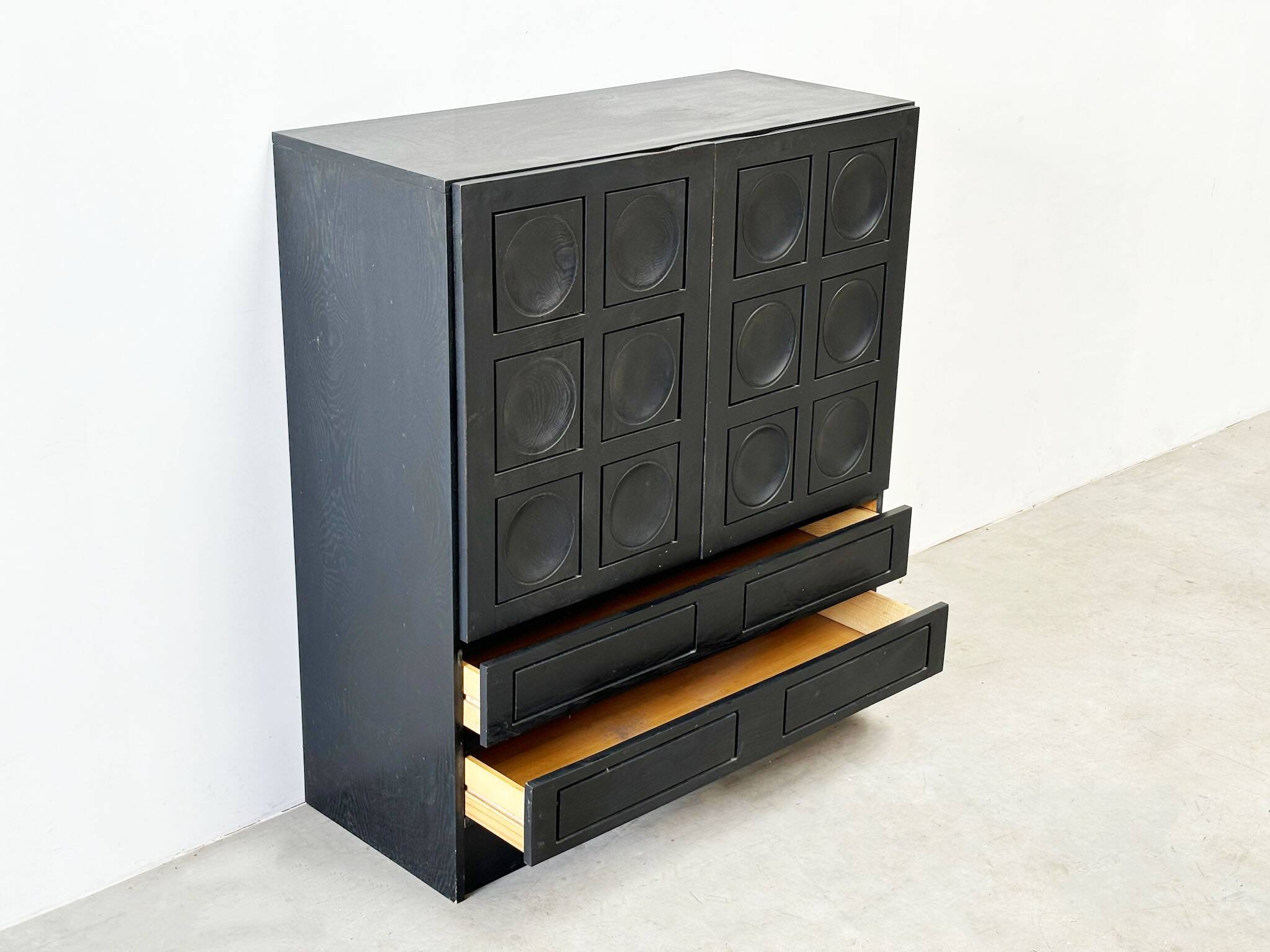 1970's Belgian brutalist graphical Musterring bar cabinet