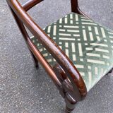 English Regency office chair in curved wood and green velvet