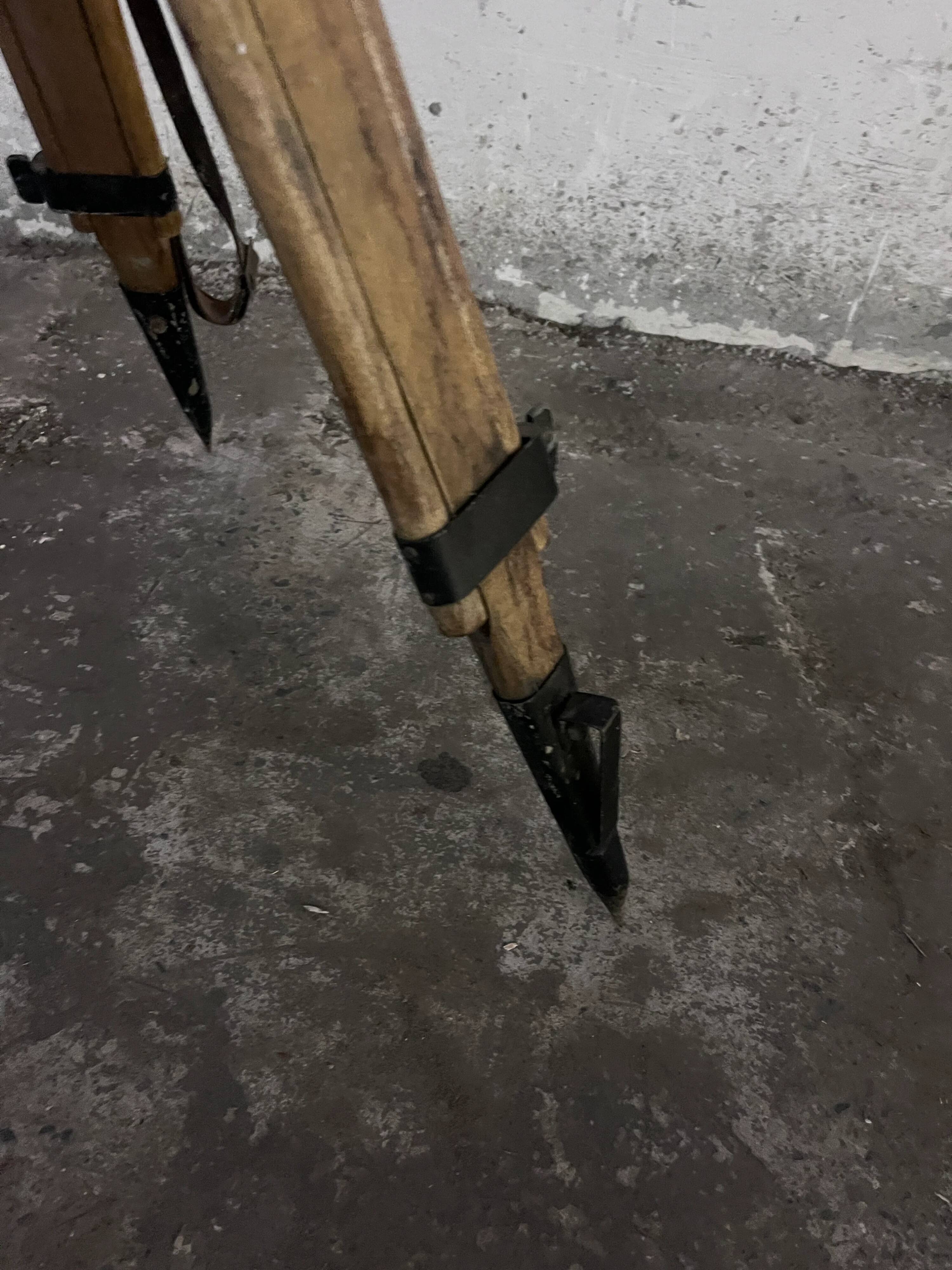 Industrial spotlight floor lamp on tripod PZO STG 4, Poland, 1970s