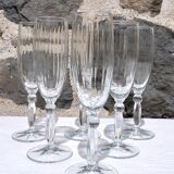 Set of 6 champagne flutes, swirling glass