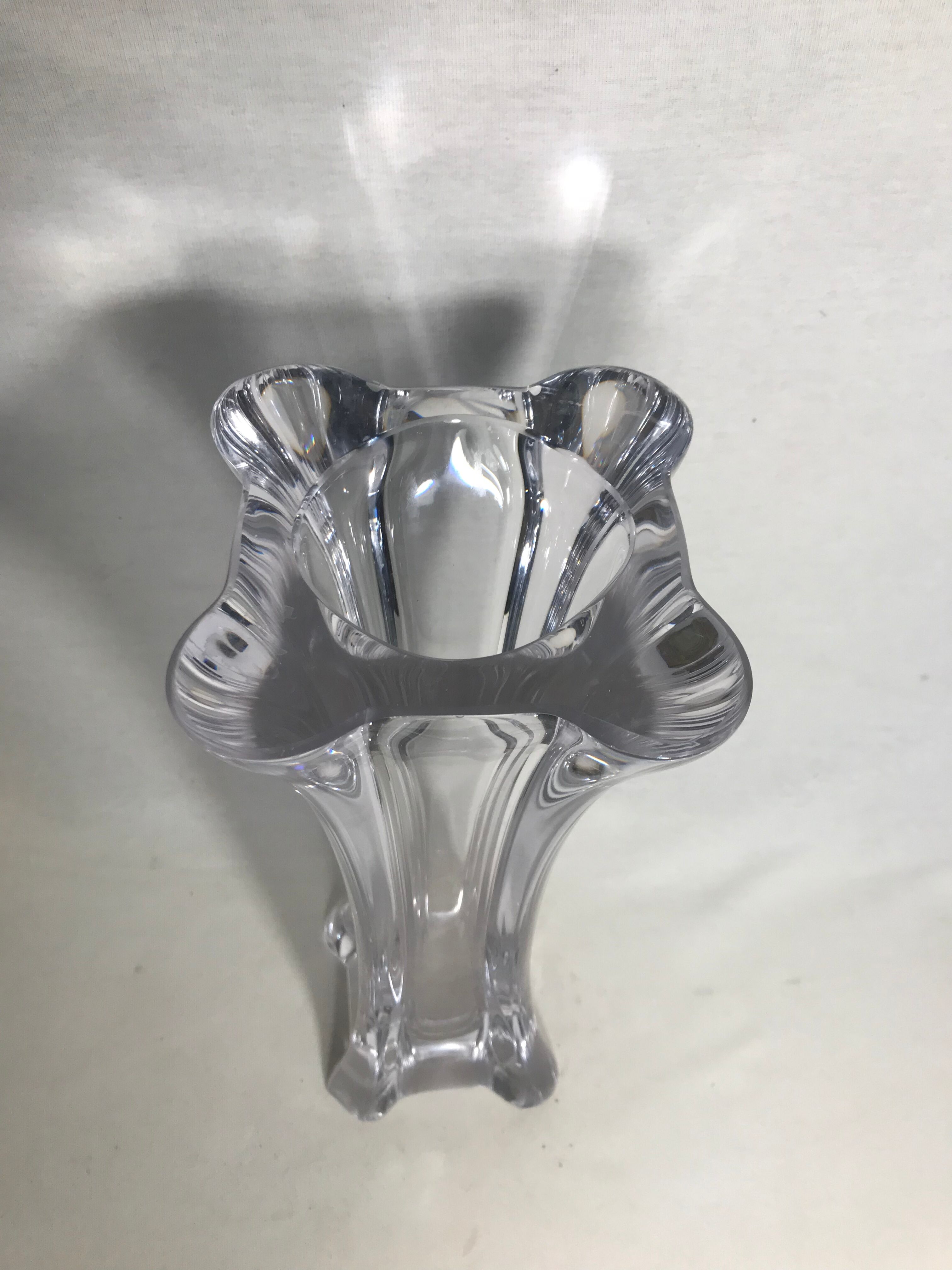 Old molded Crystal Vase form geometric Decoration Vintage