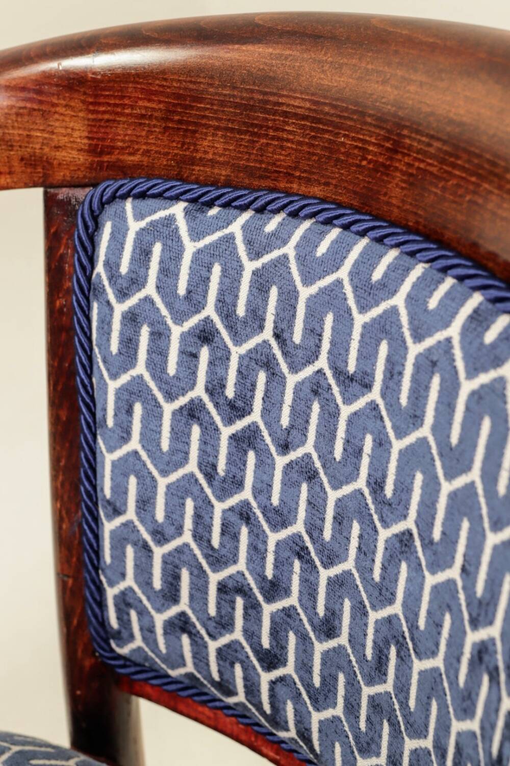 Pair of restored Art Deco style Thonet armchairs in jacquard.