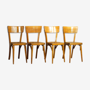 Suite de 4 chaises bistrot bois vintage