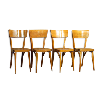 Suite de 4 chaises bistrot bois vintage